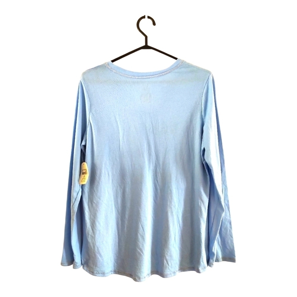 💜Dead Stock⭐NWT⭐Y2K Vintage Secret Treasures Long Sleeve Shirt V-Neck Baby Blue - Picture 5 of 16